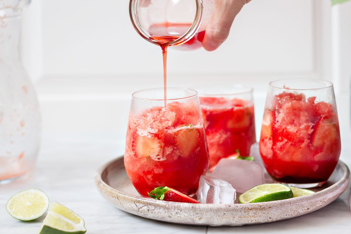 Watermelon Slush with Simple Strawberry Syrup