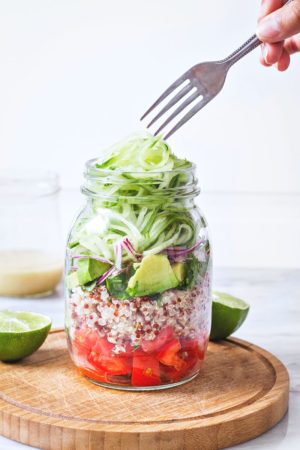 Quinoa Cucumber Mason Jar Salad