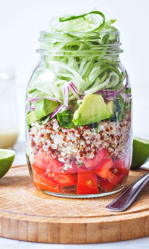 Quinoa Cucumber Mason Jar Salad