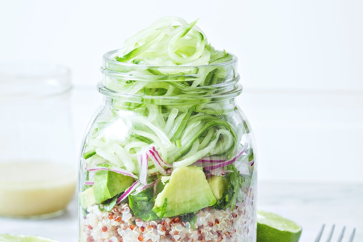 Quinoa Cucumber Mason Jar Salad