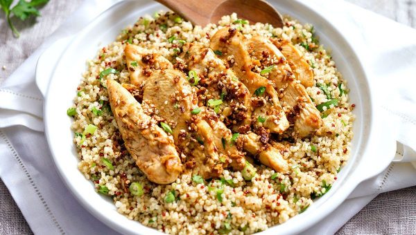 Garlic Lime Chicken Tenders and Quinoa - #recipe by #eatwell101 - https://www.eatwell101.com/spicy-chicken-and-quinoa-recipe