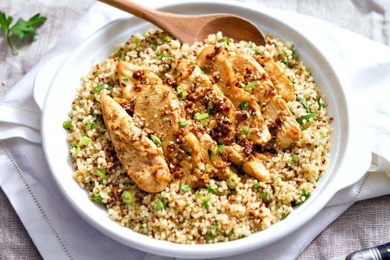 Garlic Lime Chicken Tenders and Quinoa - #recipe by #eatwell101 - https://www.eatwell101.com/spicy-chicken-and-quinoa-recipe