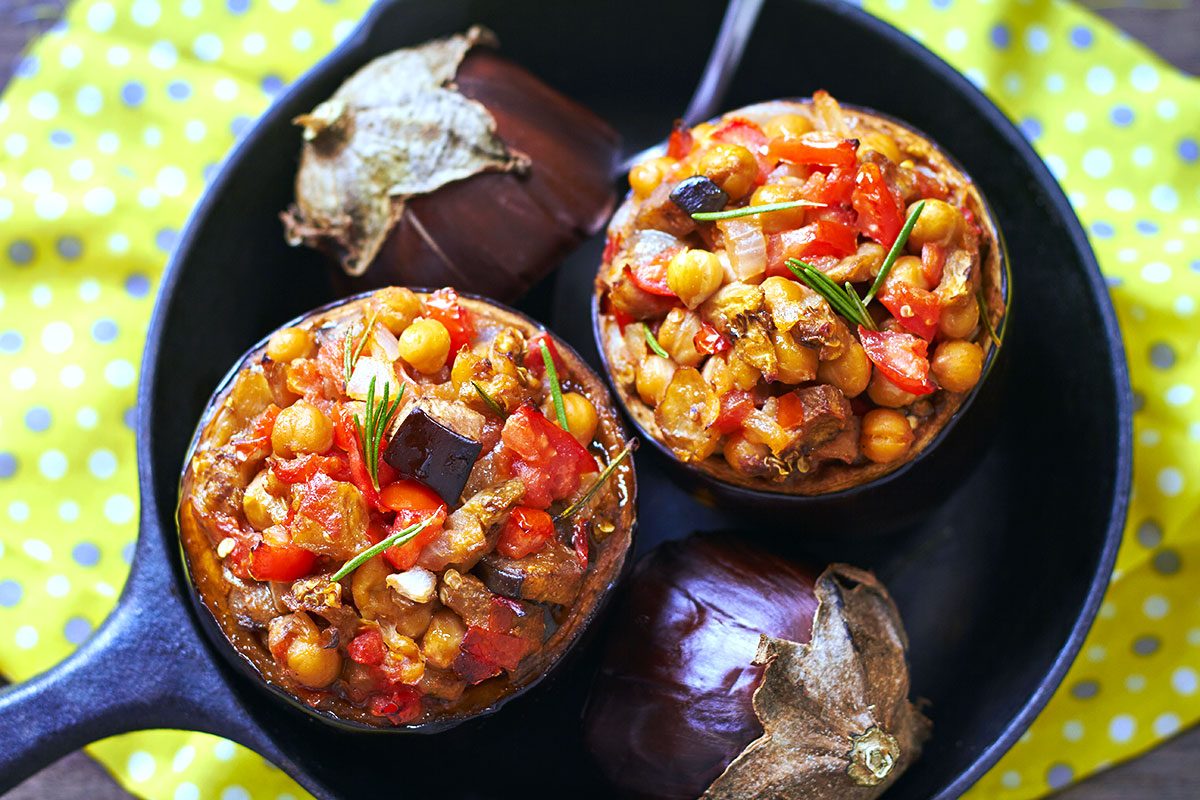 Baked Chickpea Tomato Eggplant Cups