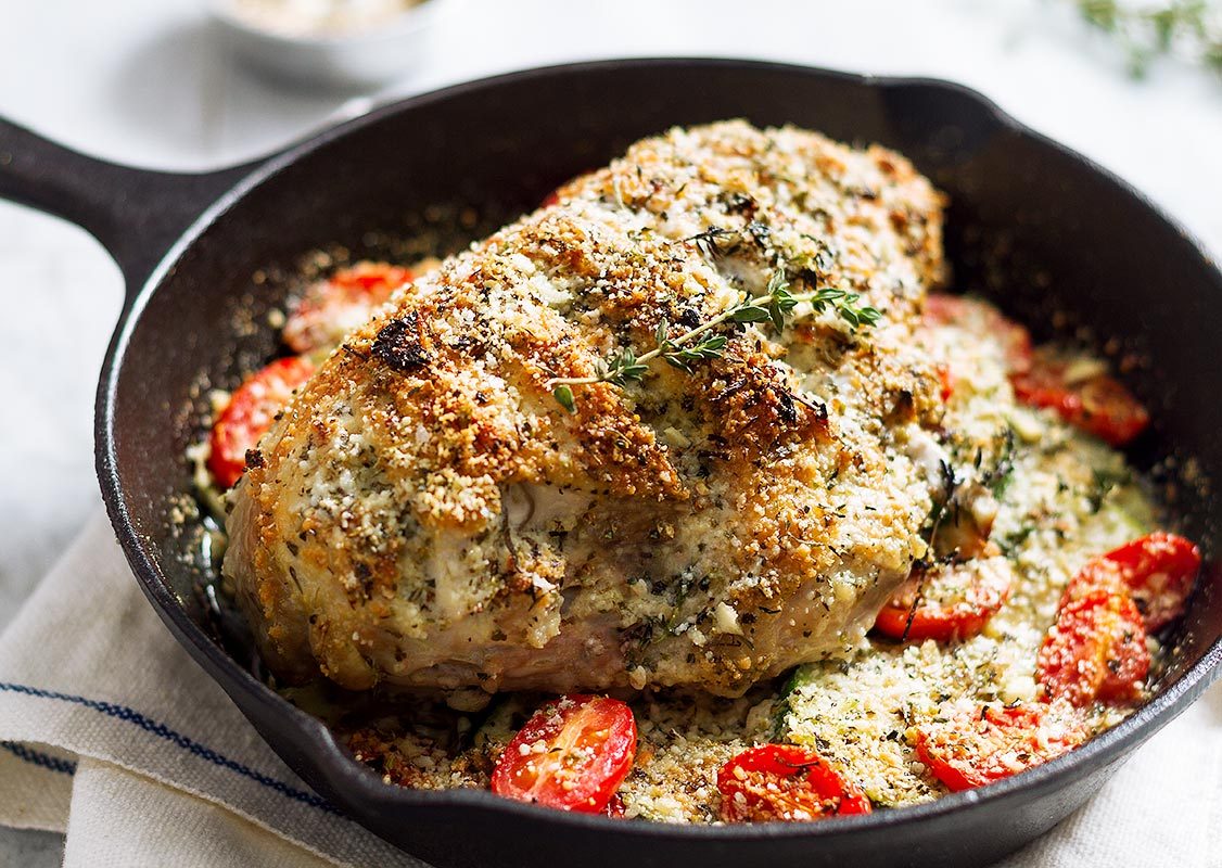 One Pan Garlic Parmesan Chicken and Zucchini