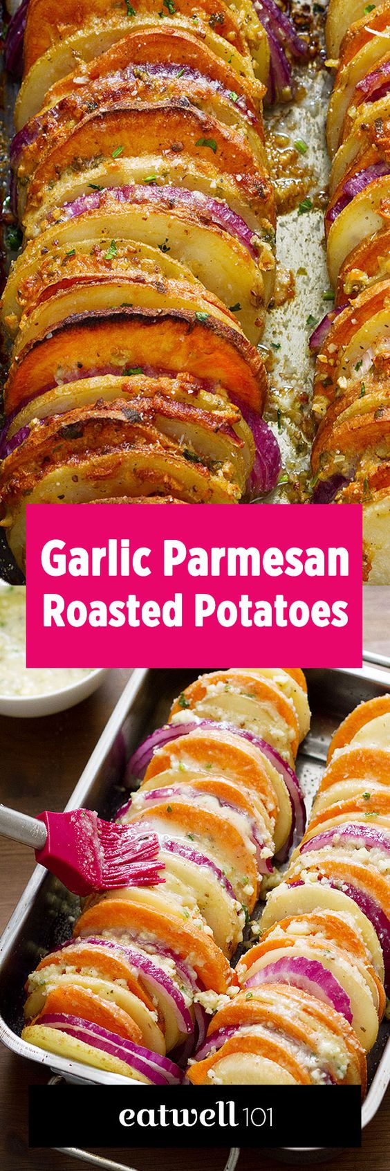 Garlic Parmesan Roasted Potatoes Recipe - #roasted #potatoes #eatwell101 - Roasted Potatoes with garlic parmesan is a quick and easy side dish ready in less than an hour.