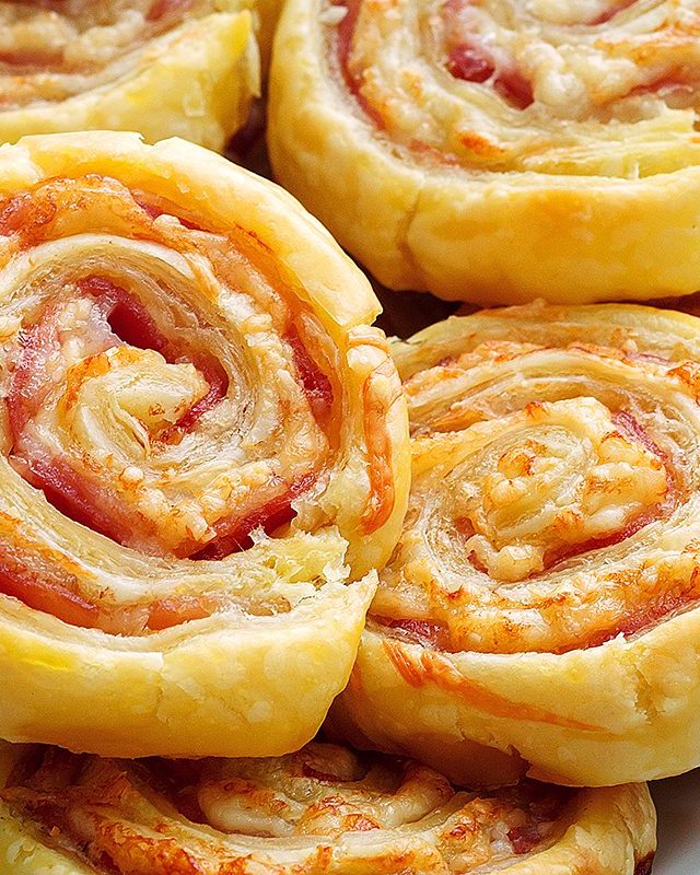 Bacon Puff Pinwheels - #recipe by #eatwell101 - https://www.eatwell101.com/bacon-cheddar-puff-pinwheels-recipe