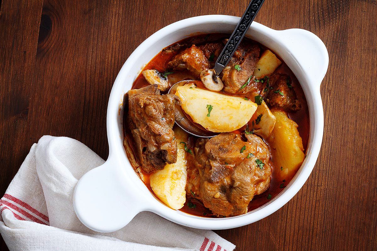 One Pot Mushroom Potato Lamb Stew