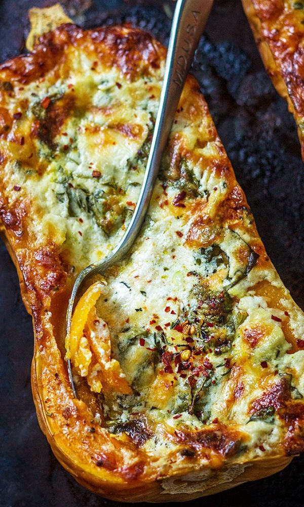 Creamy Four Cheese Spinach Butternut Squash