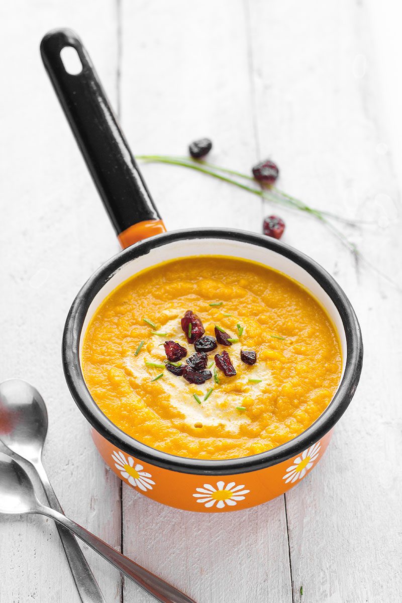 This sweet potato and coconut milk soup is perfect for fall and the approaching holiday season