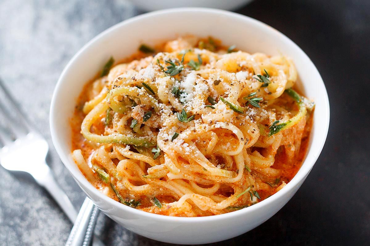Zucchini Noodles in Creamy Tomato Sauce