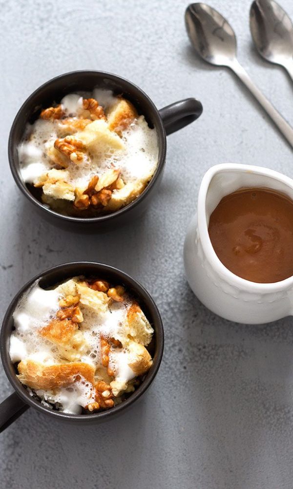 Marshmallow French Toast Mug with Caramel Sauce