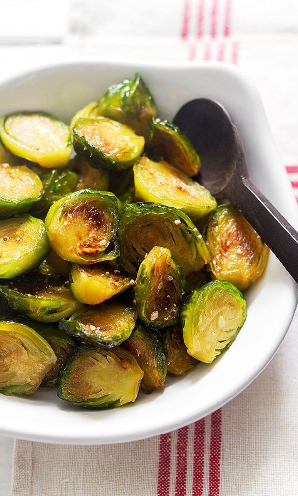 Pan-Roasted Brussel Sprouts in Maple Garlic Butter