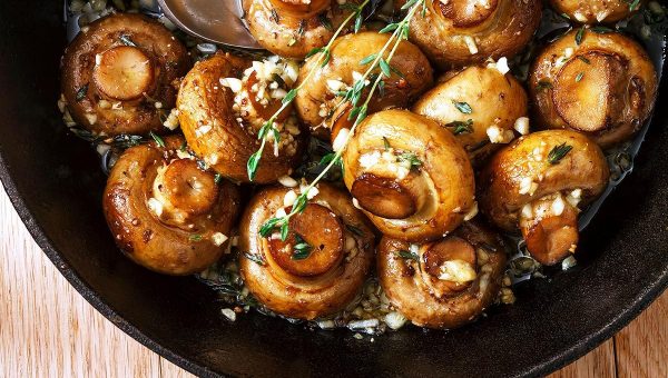 Roasted Mushrooms with Garlic Butter Sauce - #recipe by #eatwell101 - https://www.eatwell101.com/roasted-mushrooms-with-garlic-butter-sauce-recipe