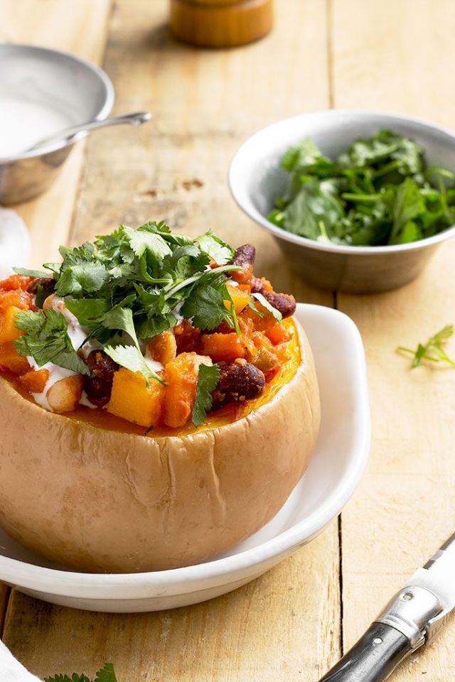 Chili Stuffed Butternut Squash