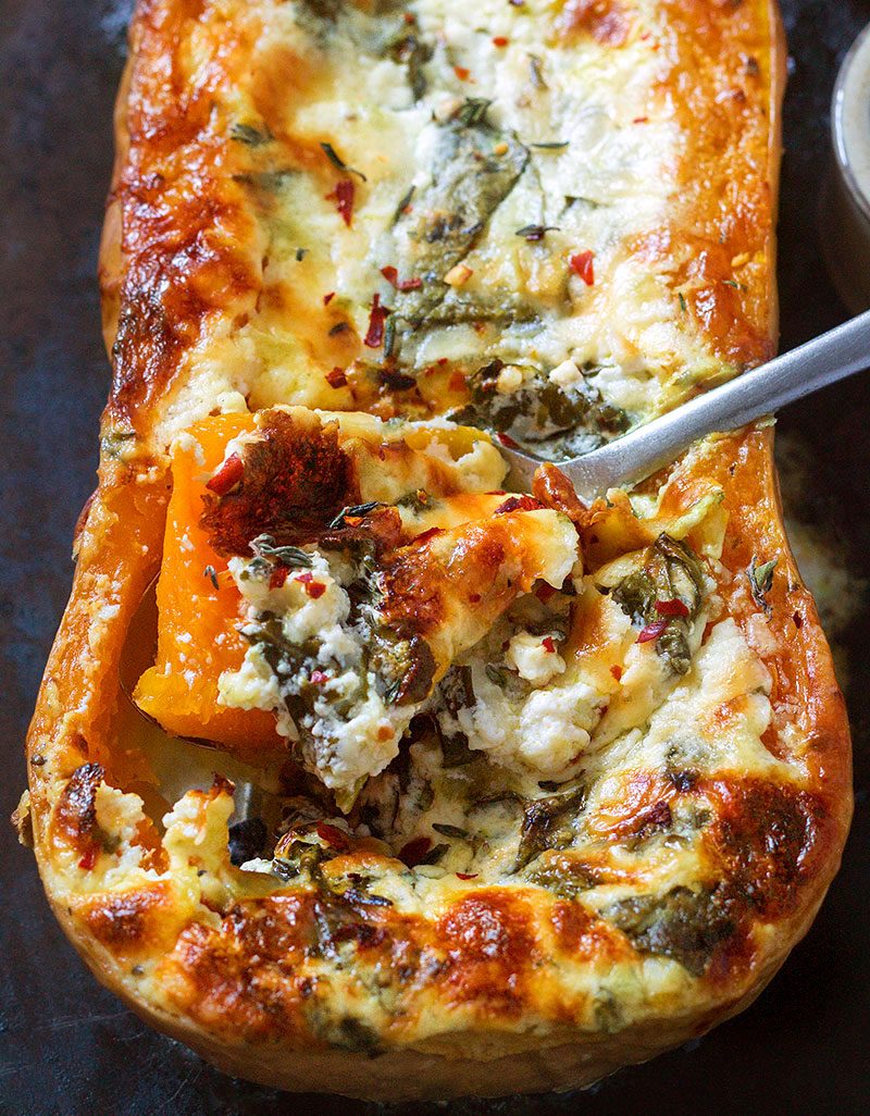 Creamy Four Cheese Spinach Butternut Squash Recipe 