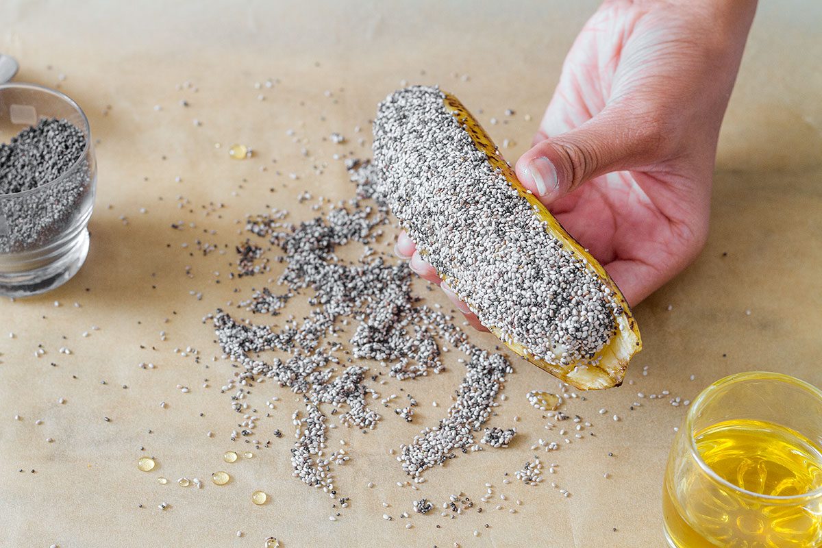 Chia seed banana sushi