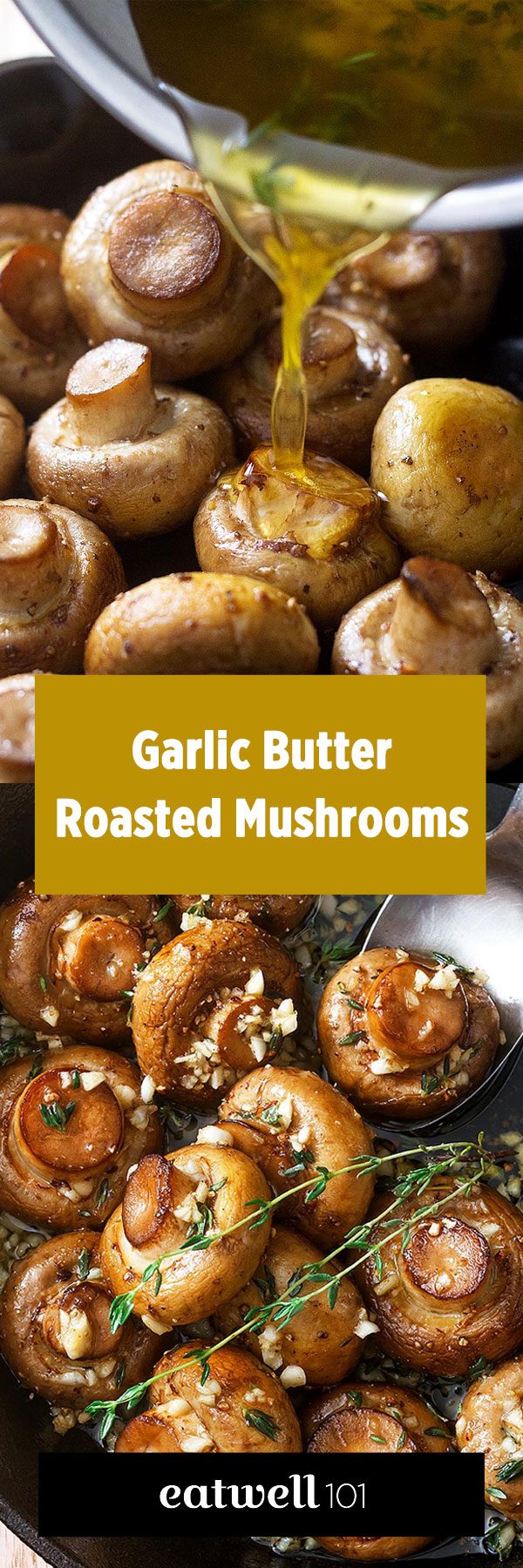 Roasted Mushrooms with Garlic Butter Sauce  - #sidedish #eatwell101 #recipe - A great side dish everyone will love.