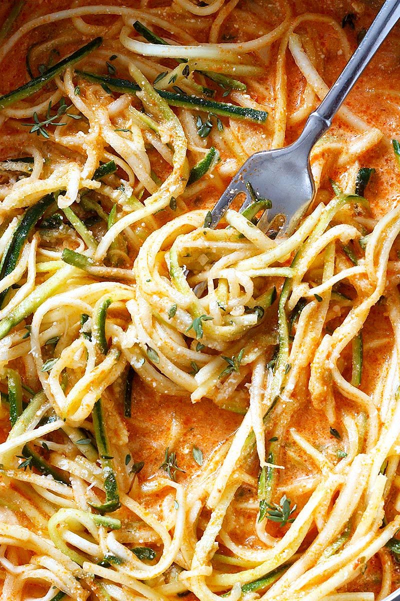 Zucchini Noodles in Creamy Tomato Sauce Recipe — Eatwell101