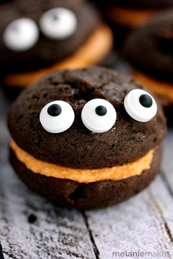 Mini Monster Whoopie Pies with Orange Cream Filling