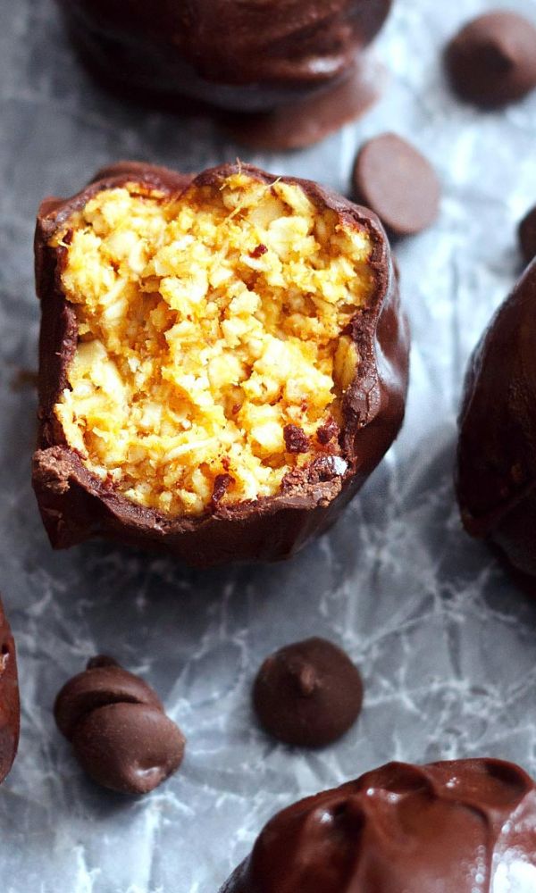 Fudgy Pumpkin Oats Chocolate Bites