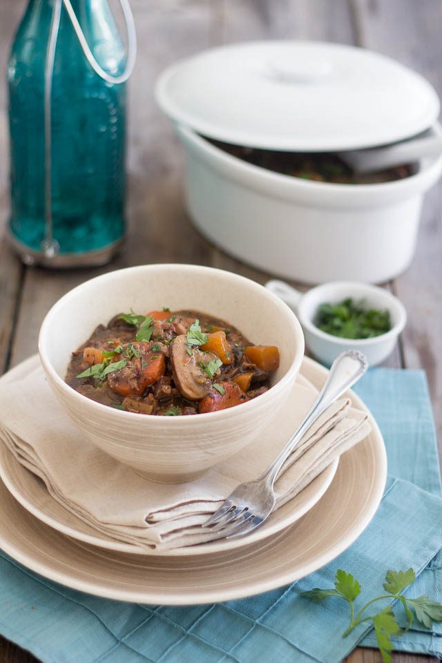 Squeaky Clean Slow Cooker Beef Bourgignon