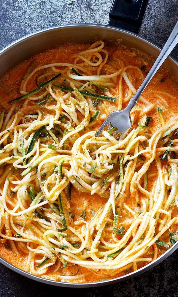 Zucchini Noodles in Creamy Tomato Sauce