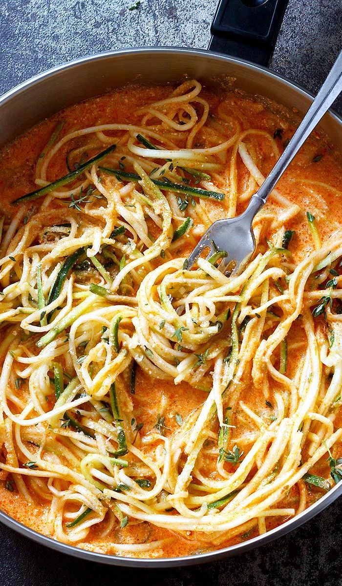 Zucchini Noodles in Creamy Tomato Sauce