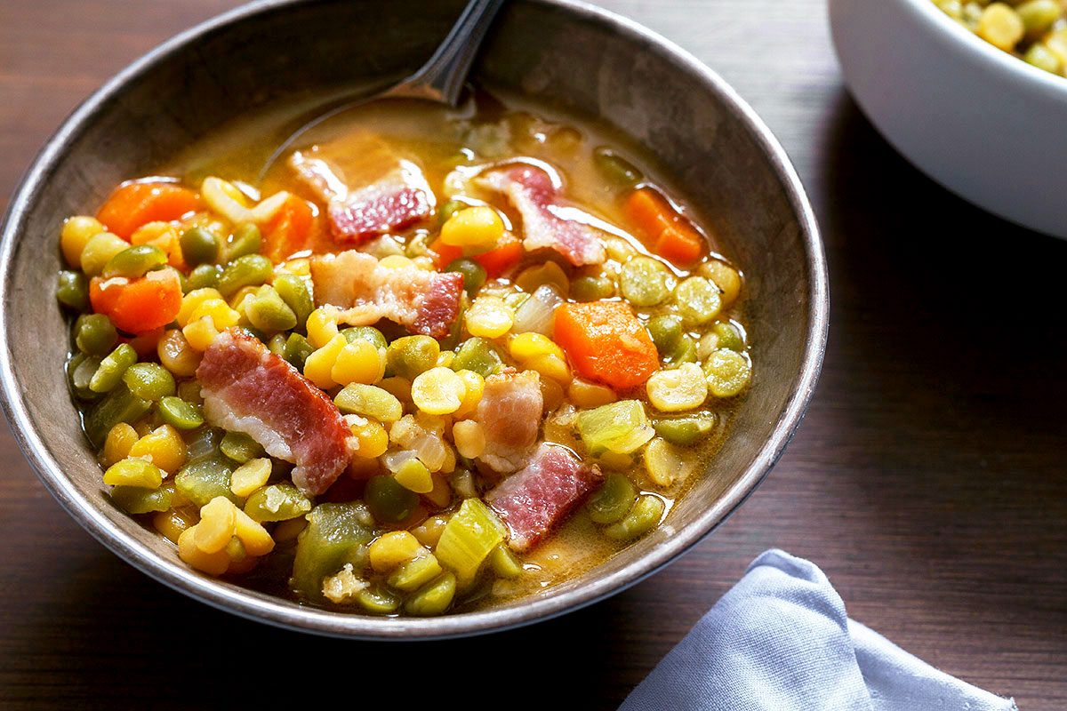 Carrots, Bacon and Split Pea Soup