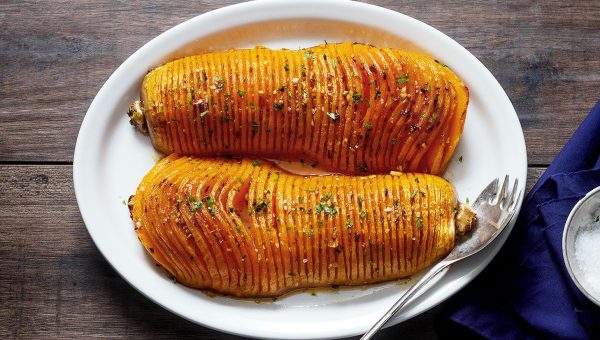Garlic Butter Roasted Butternut Squash - #recipe by #eatwell101 - https://www.eatwell101.com/garlic-roasted-butternut-squash-recipe