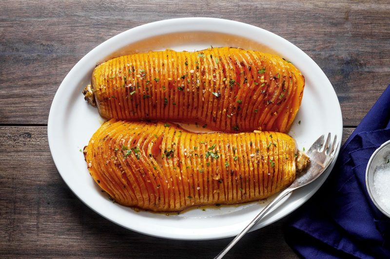 Garlic Butter Roasted Butternut Squash - #recipe by #eatwell101 - https://www.eatwell101.com/garlic-roasted-butternut-squash-recipe