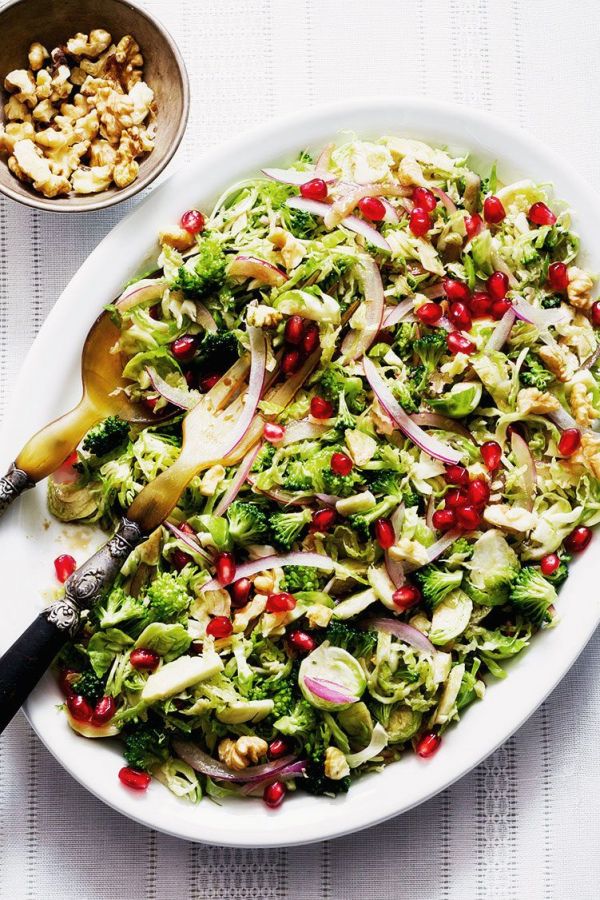 Shaved Brussels Sprout Salad Recipe - #recipe by #eatwell101 - https://www.eatwell101.com/shaved-brussels-sprout-and-broccoli-salad-recipe