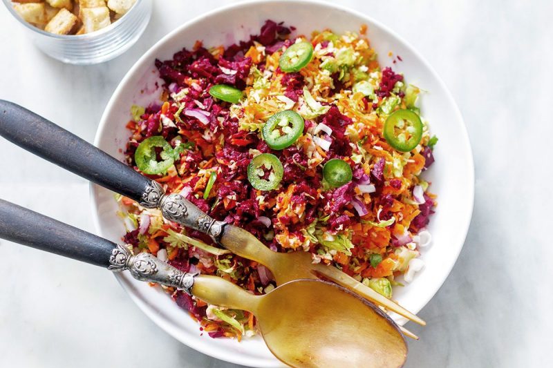 Shaved Brussels Sprout Salad with Beet and Carrots - #recipe by #eatwell101 - https://www.eatwell101.com/chopped-brussels-sprout-salad-recipe