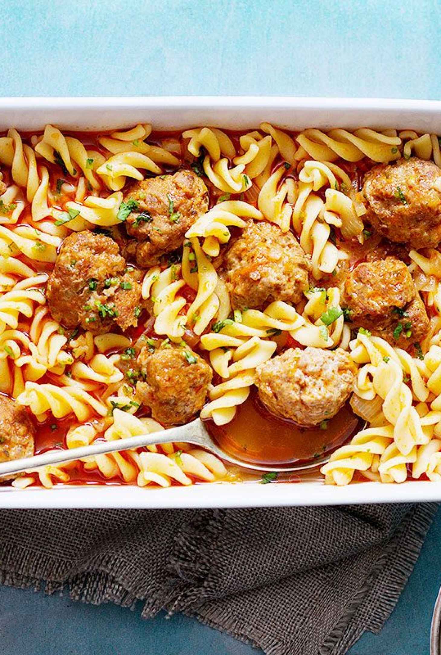 {Slow Cooker} Chicken Meatballs and Pasta Soup - #recipe by #eatwell101 - https://www.eatwell101.com/slow-cooker-chicken-soup-recipe
