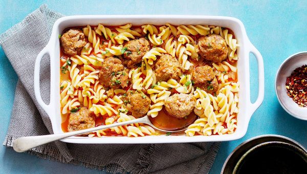 {Slow Cooker} Chicken Meatballs and Pasta Soup - #recipe by #eatwell101 - https://www.eatwell101.com/slow-cooker-chicken-soup-recipe