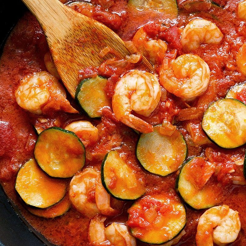 Garlic Tomato Zucchini Shrimp Stirfry Best Shrimp Recipe — Eatwell101