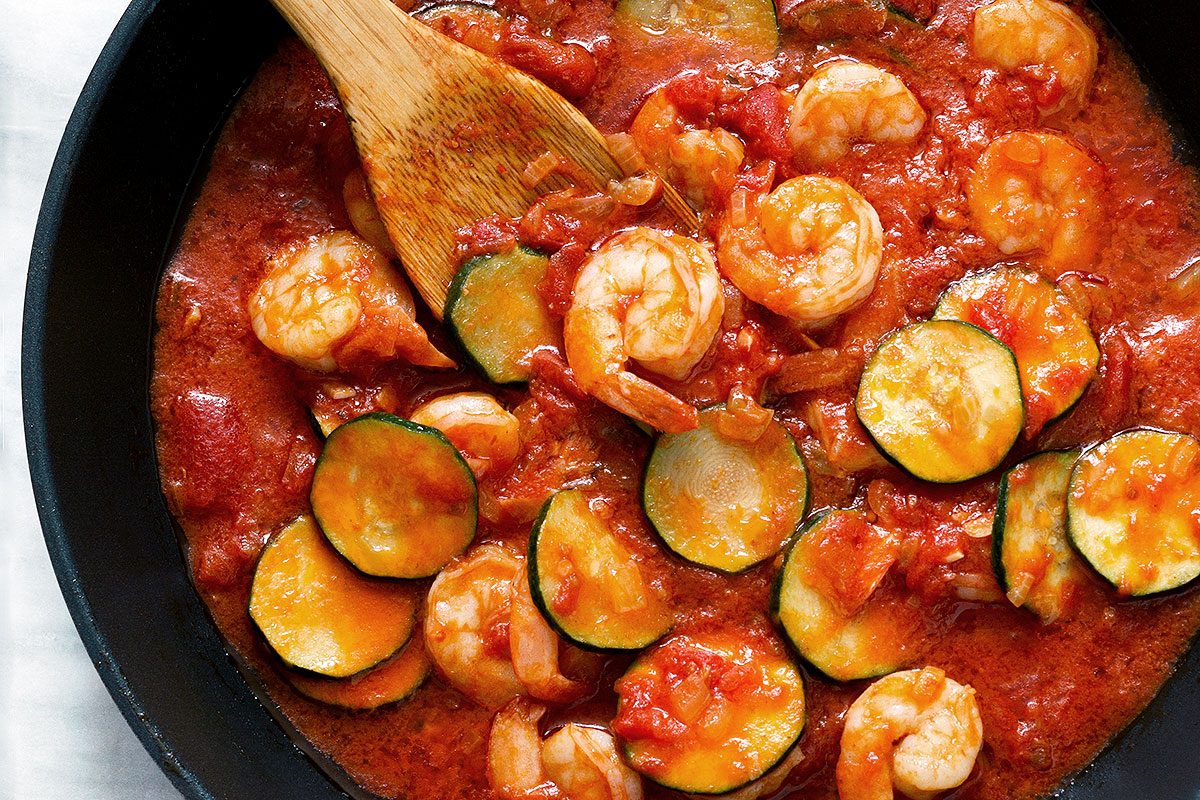 Garlic Tomato Zucchini Shrimp Stir-fry