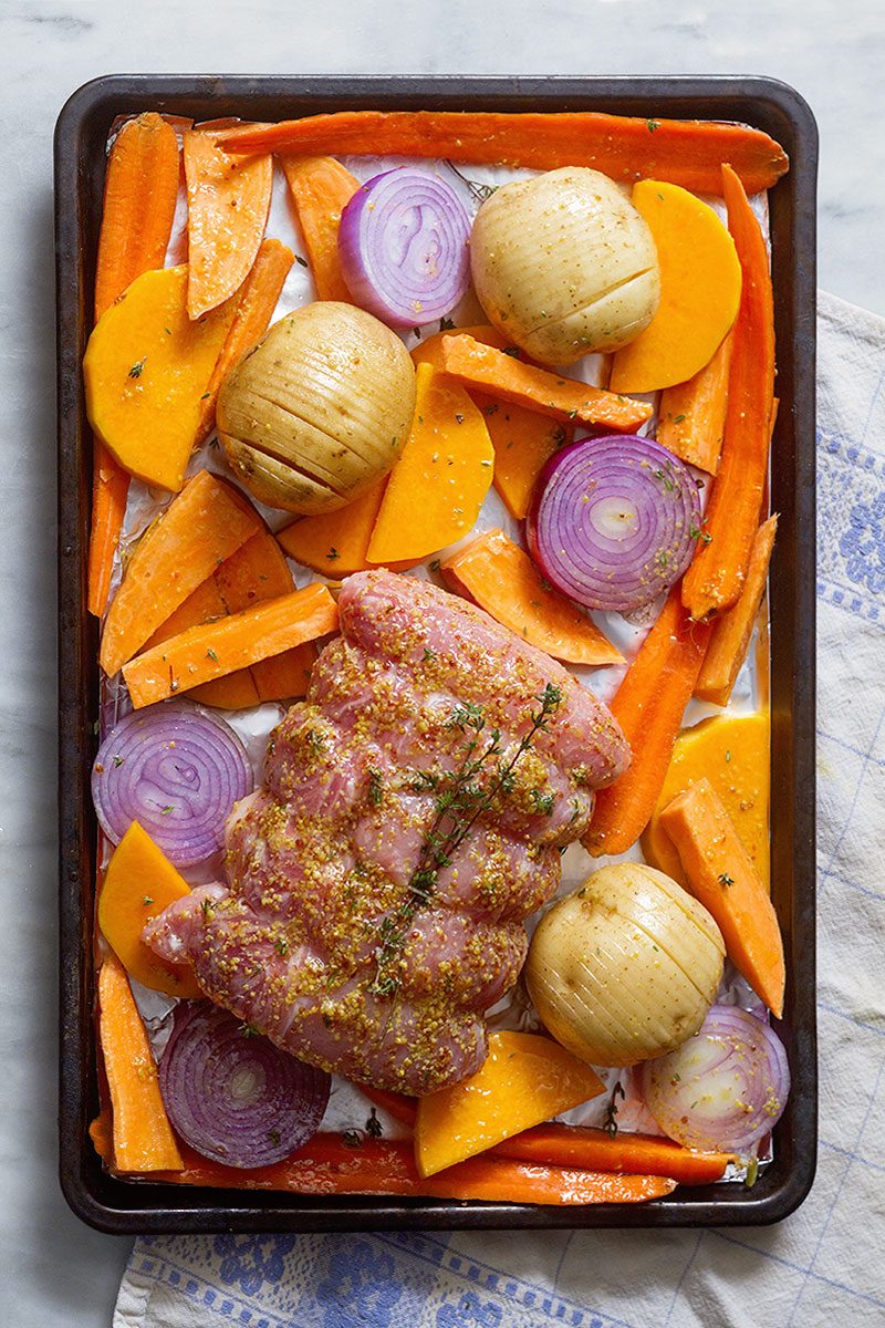 Sheet Pan Dinner: Honey Mustard Roasted Pork Loin and Veggie Sheet Pan Dinner — Eatwell101