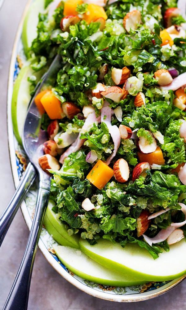 Kale Salad With Quinoa, Apples and Cheddar