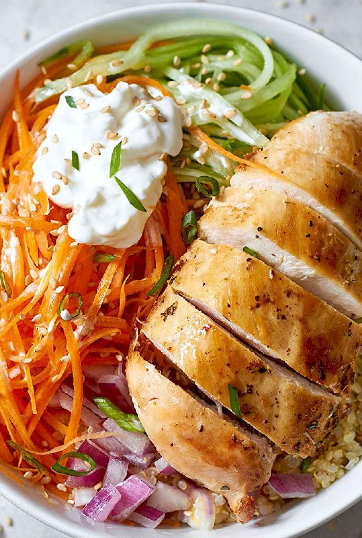 Meal Prep Grilled Chicken Veggie Bowls - #recipe by #eatwell101 - https://www.eatwell101.com/meal-prep-grilled-chicken-veggie-bowls-recipe