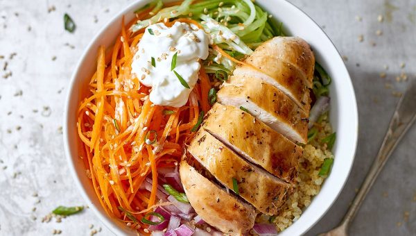 Meal Prep Grilled Chicken Veggie Bowls - #recipe by #eatwell101 - https://www.eatwell101.com/meal-prep-grilled-chicken-veggie-bowls-recipe