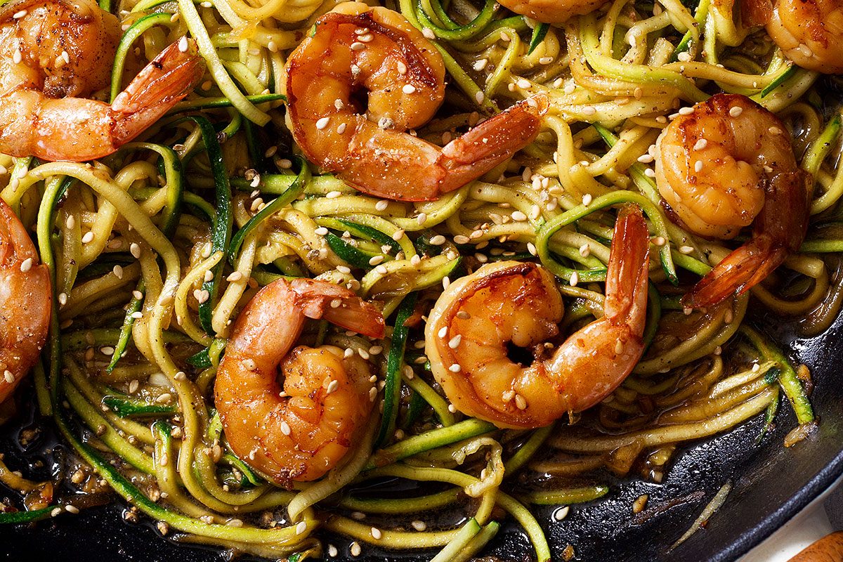 Stir Fry Teriyaki Shrimp with Zucchini Noodle