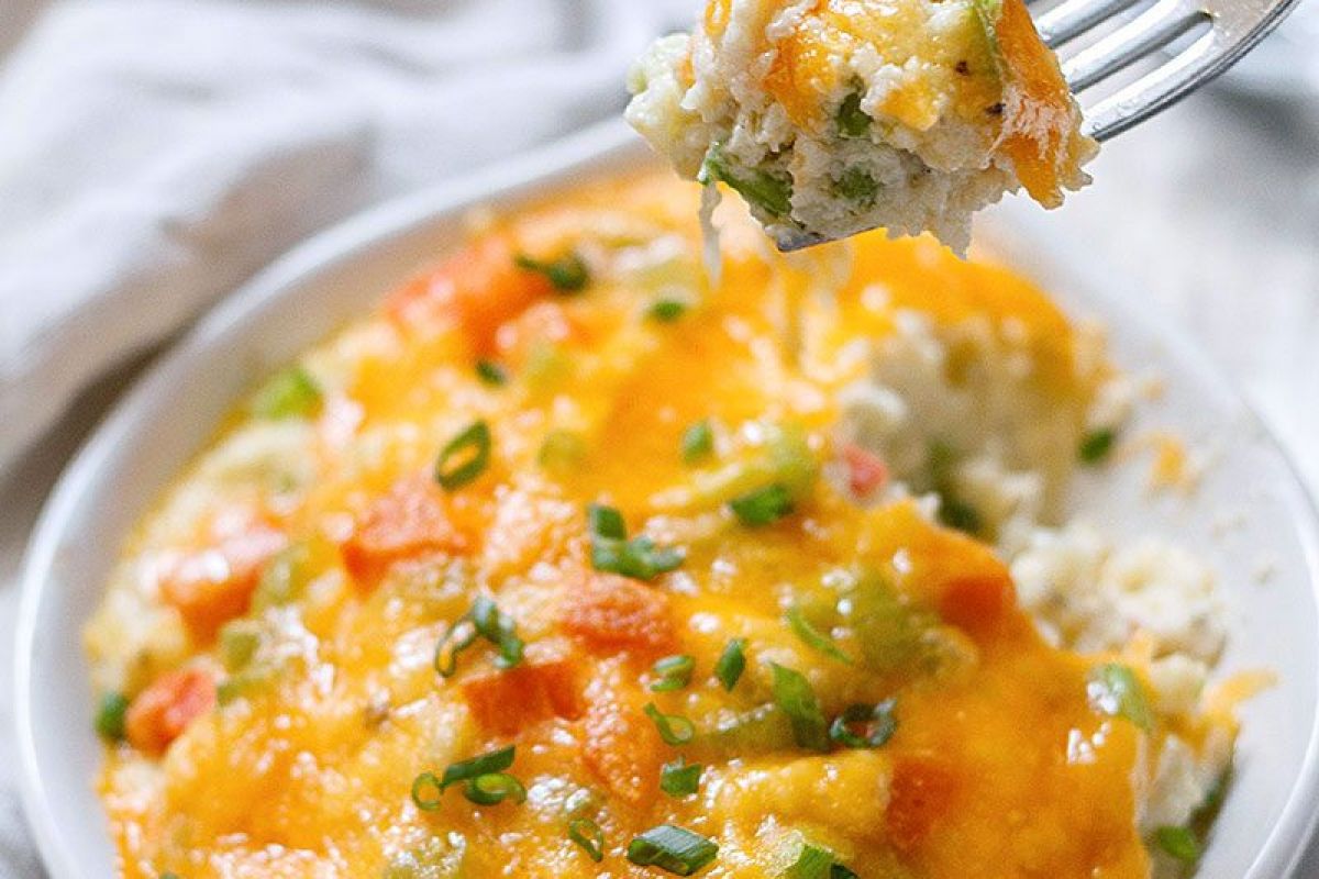 Loaded Mashed Cauliflower Casserole