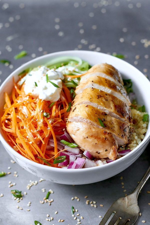 Meal Prep Grilled Chicken Veggie Bowls - #recipe by #eatwell101 - https://www.eatwell101.com/meal-prep-grilled-chicken-veggie-bowls-recipe