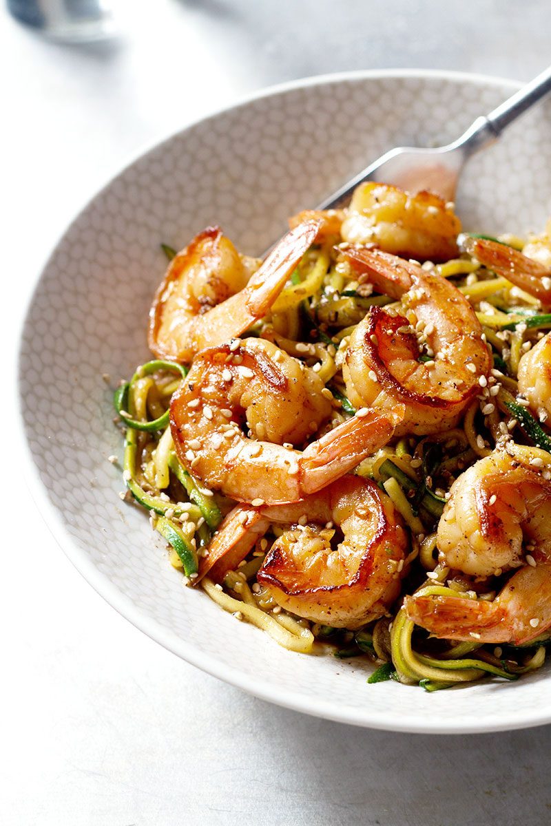 Stir Fry Teriyaki Shrimp with Zucchini Noodle — Eatwell101