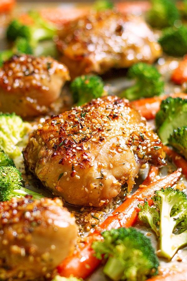 Honey Garlic Chicken and Veggies - #recipe by #eatwell101 - https://www.eatwell101.com/honey-garlic-chicken-and-veggies-recipe