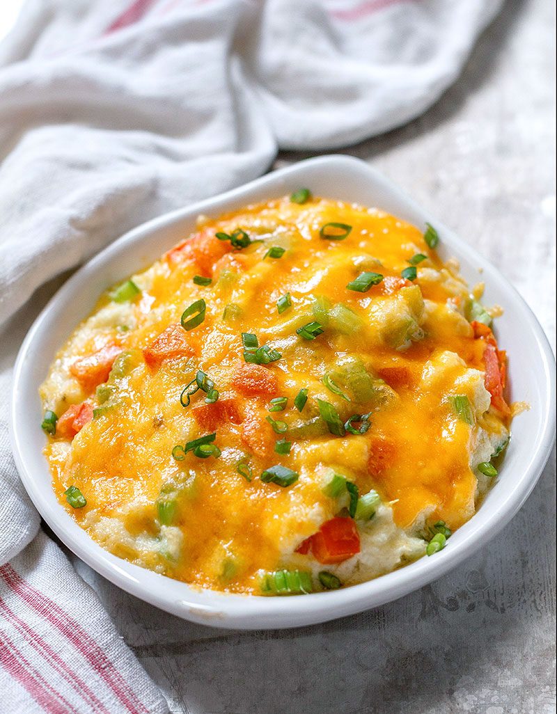 vegetarian-loaded-mashed-cauliflower-casseroles