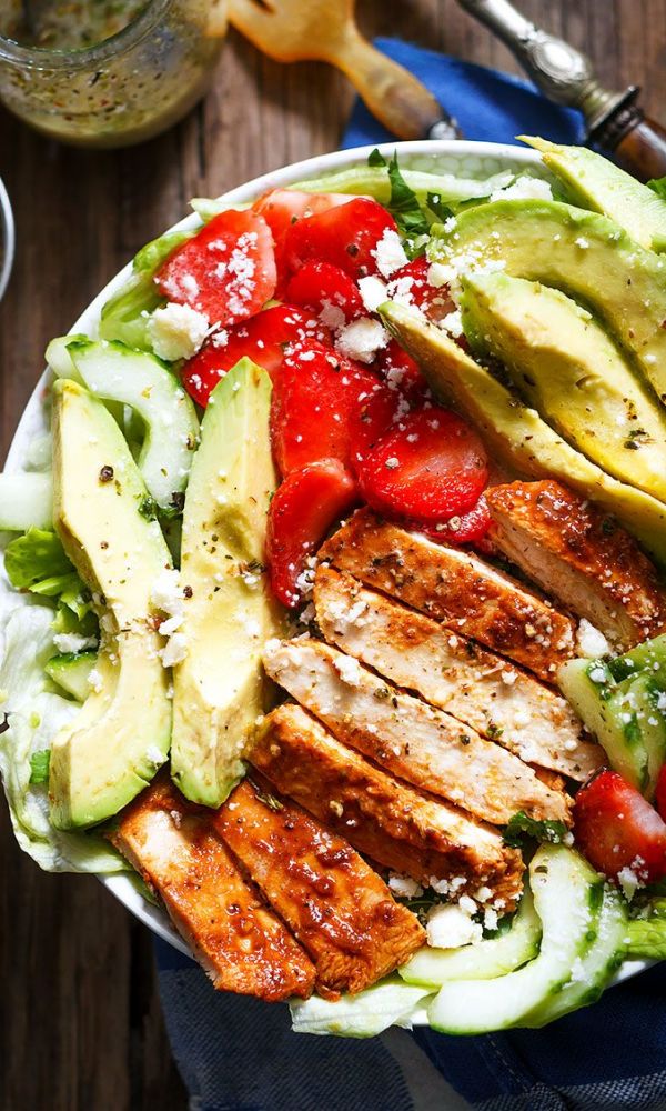 Grilled Chicken Salad with Avocado and Feta