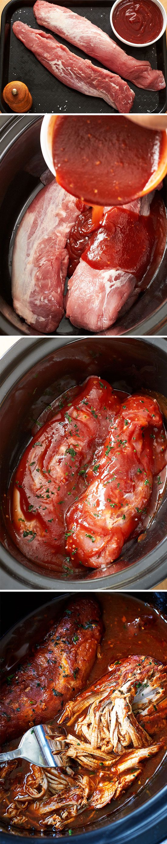 Slow Cooker BBQ Pork – The most amazing FALL-APART TENDER pork goodness! Cooked low and slow right in the crockpot!