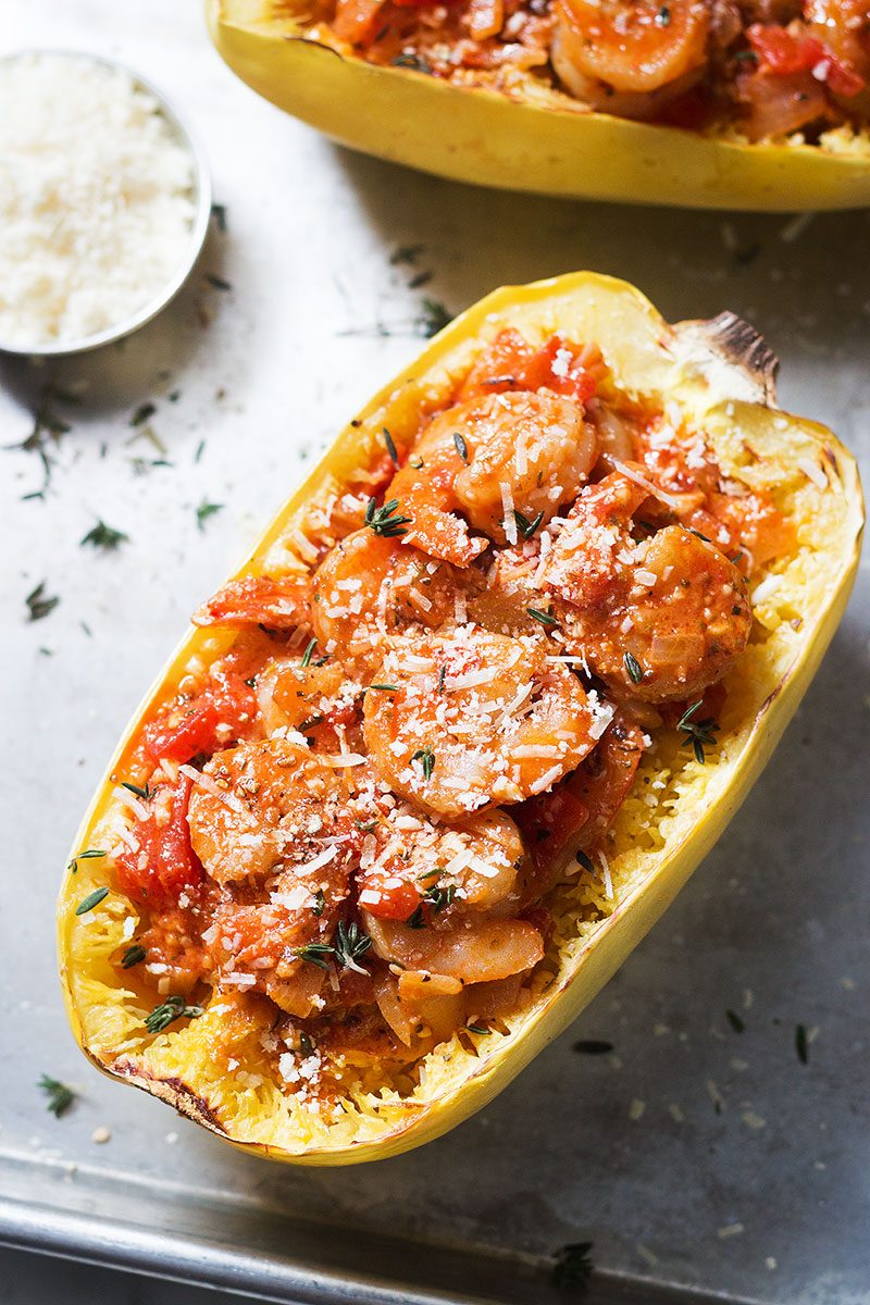 Creamy Tomato Shrimp with Spaghetti Squash Recipe – How to Cook