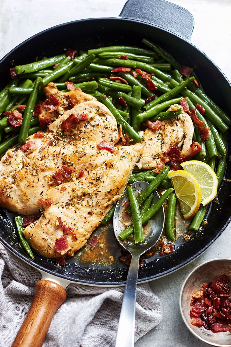 Garlic Lemon Chicken Breasts and Green Beans Skillet — Eatwell101